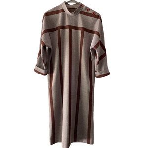 Vintage handmade brown/burgundy striped 70’s/80’s dress!